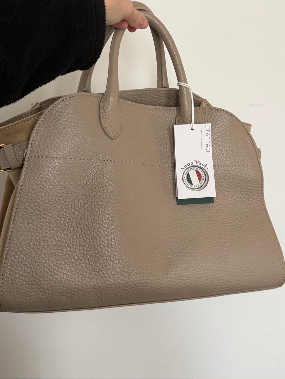 NWT Anna Paola Leather Satchel bag in Cappuccino